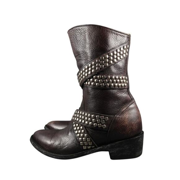 Old Gringo Boots Womens 6 Moto Western Queentia Short Leather Stud Biker Pull On - Picture 5 of 16